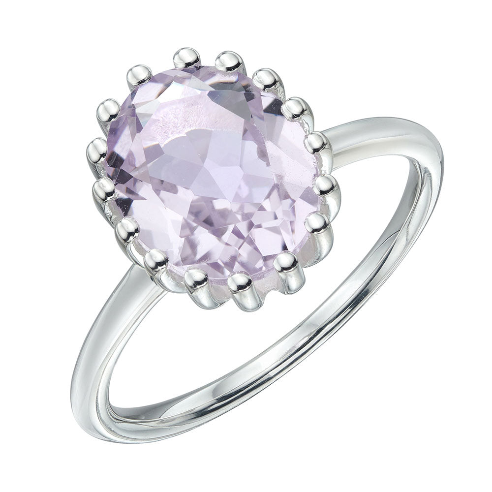 Amethyst Claw Set Ring In Sterling Silver