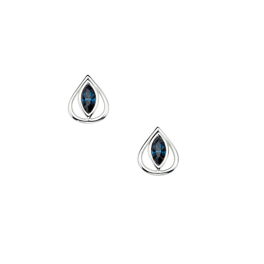 Blue Crystal Set Stud earrings In Sterling Silver
