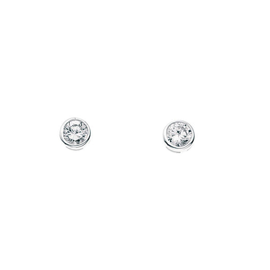 Cubic Zirconia Set Stud Earrings In Sterling Silver