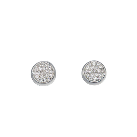 Pave Set Cubic Zirconia Earrings In Sterling Silver