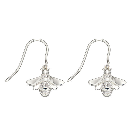 Cubic Zirconia Set Bee  Earrings In Sterling Silver
