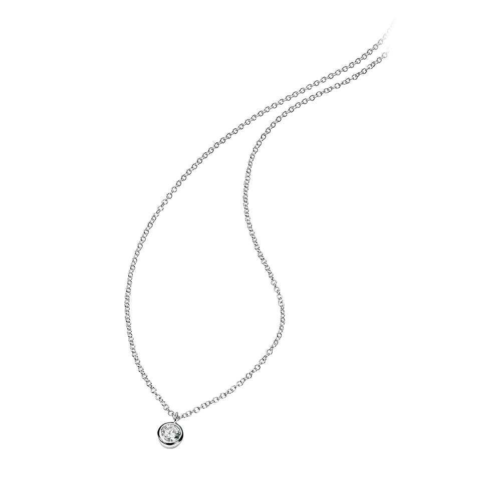 Cubic Zirconia Charm Set Necklace In sterling Silver