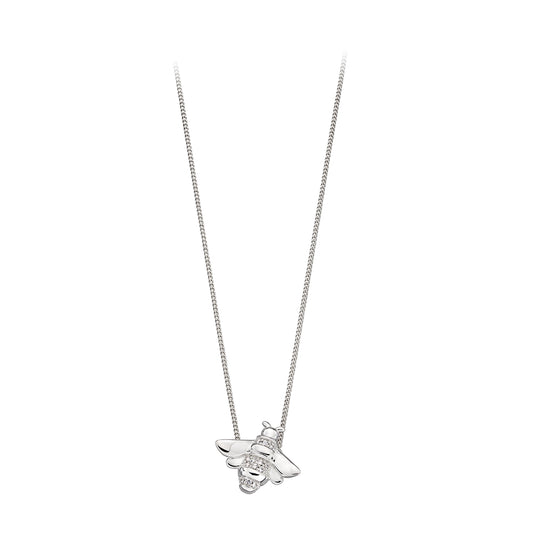 Sterling Silver Bee Pendant Set With Cubic Zirconia