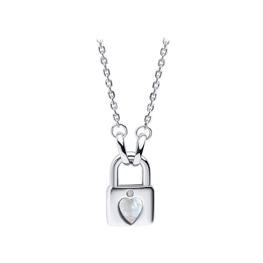 Sterling Silver Diamond Set Padlock Necklace
