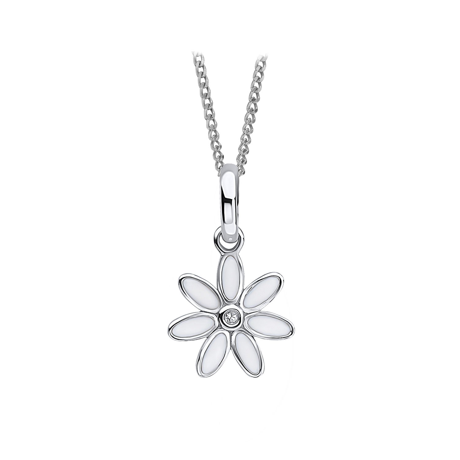 Sterling Silver Diamond Set Flower Pendant