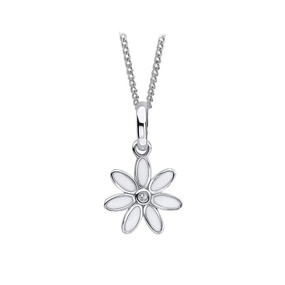 Sterling Silver Diamond Set Flower Pendant