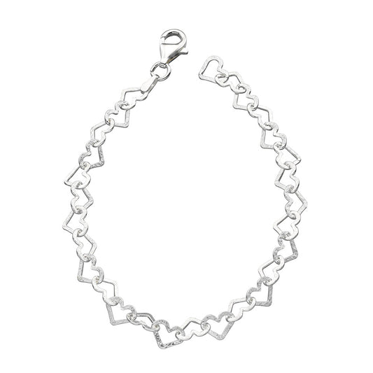 Heart Link Bracelet In Sterling Silver
