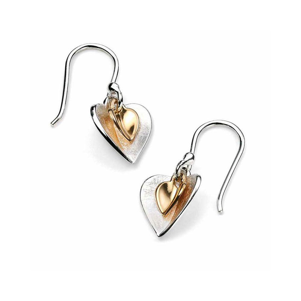 Double Heart Earrings In Sterling Silver