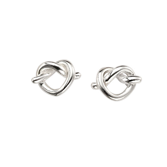 Knotted Heart Earrings In Sterling Silver