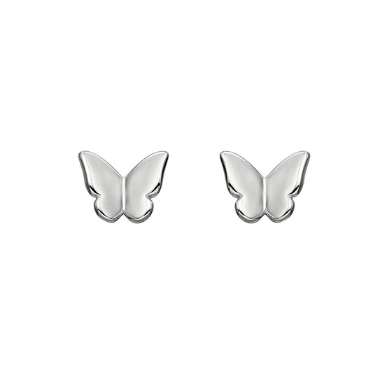 Sterling Silver Butterfly Silouette Stud Earrings