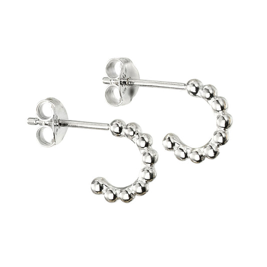 Small Ball Cuff Earrings In Sterling Silver