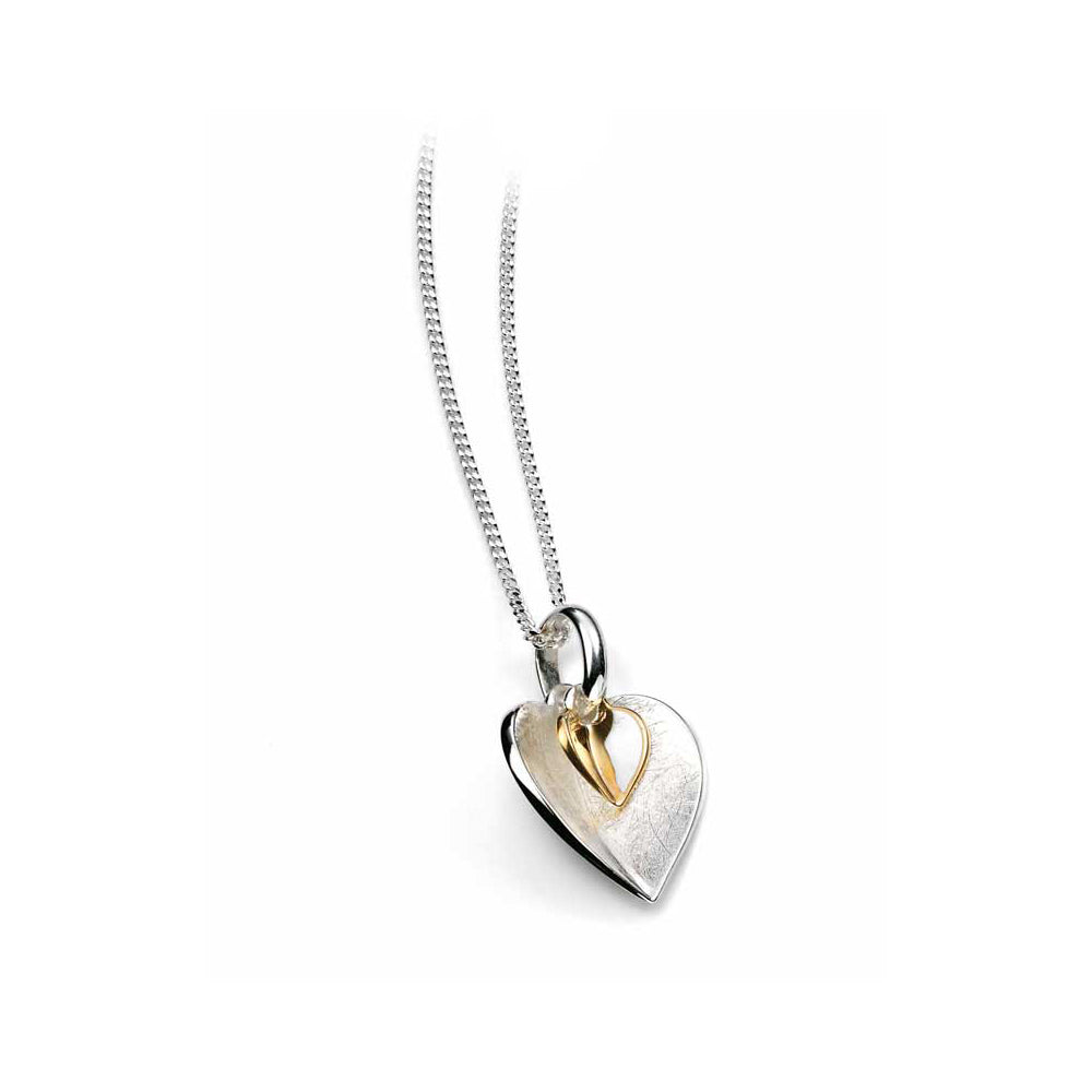 Double Heart Pendant In Sterling Silver