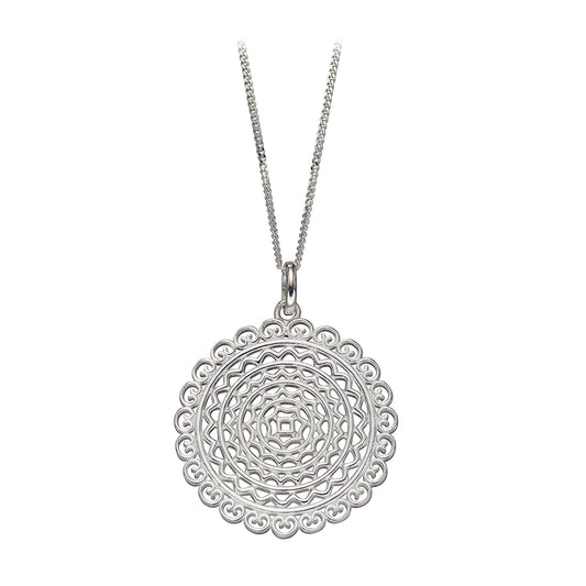 Sterling Silver Ornate Circular Pendant