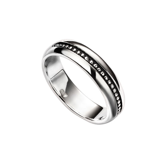 Beaded Centre Ring In Sterling Silver