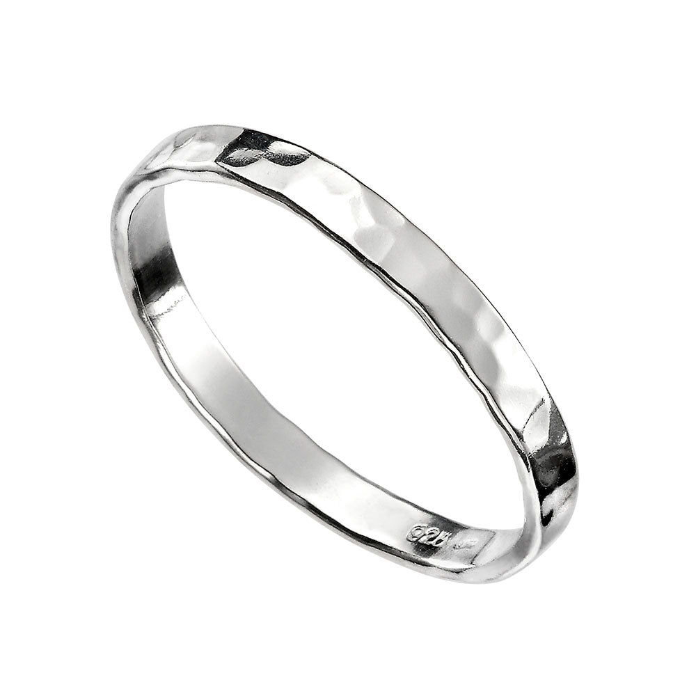 Hammered Finish Ring In Sterling Silver