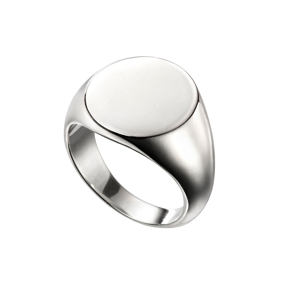 Round Signet Ring In Sterling silver