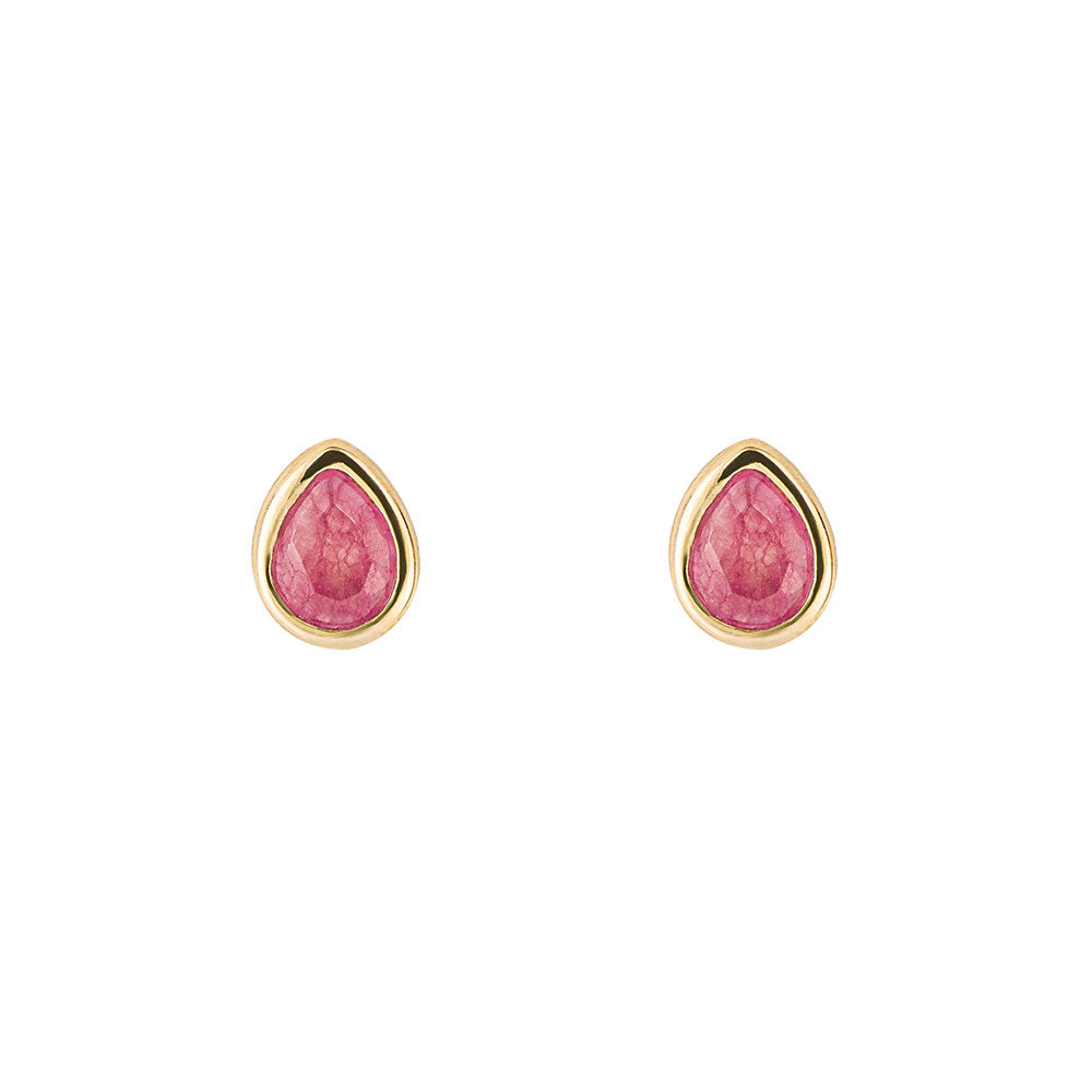 Teardrop Pink Quartz Set Earrings In Sterling Silver