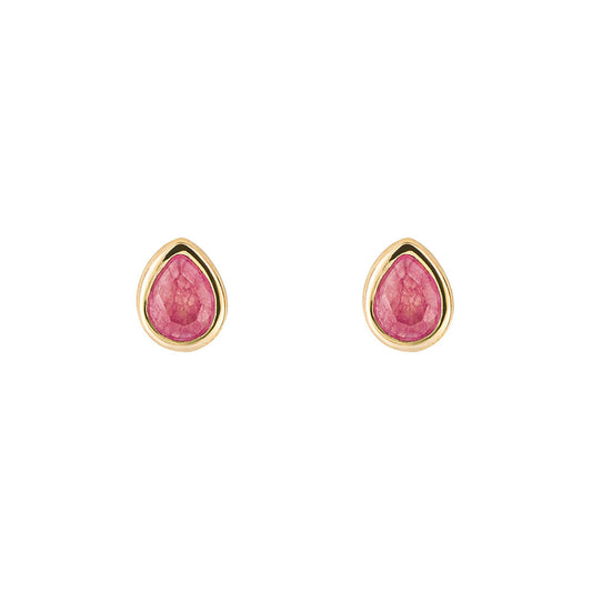 Teardrop Pink Quartz Set Earrings In Sterling Silver