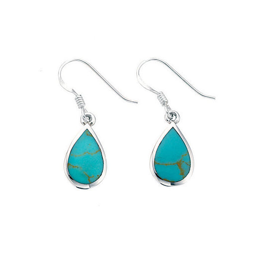 Teardrop Turquoise Set Earrings In Sterling Silver