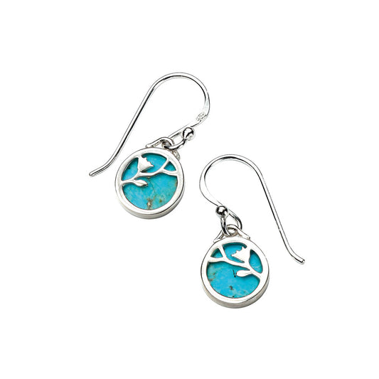 Turquoise Set Hook Earrings In Sterling Silver