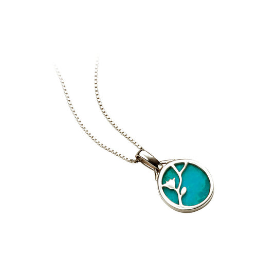 Round Turquoise Set Pendant In Sterling Silver