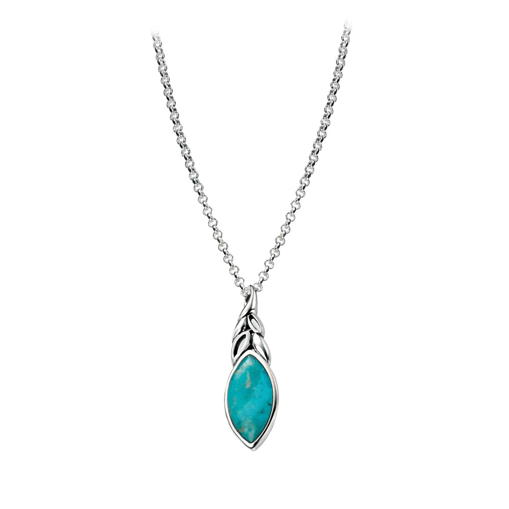 Turquoise Set Pendant In Sterling Silver