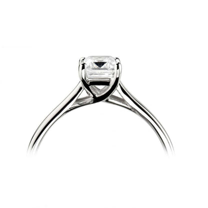 Platinum Emerald Cut Four Claw Diamond Ring