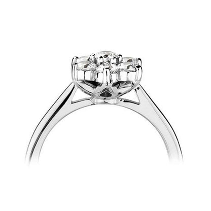 Platinum Seven Stone Claw Set Diamond Cluster Ring