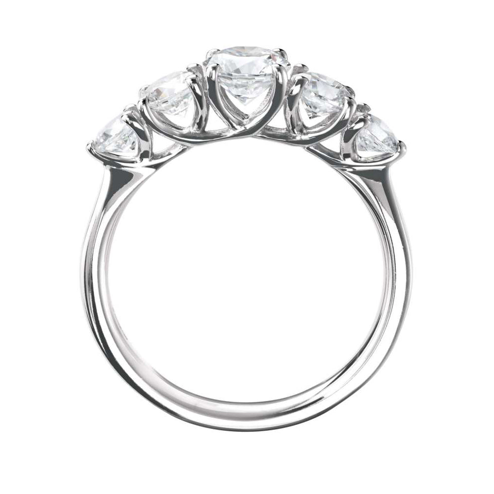 Platinum Five Stone Claw Set Diamond Ring
