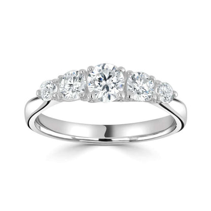 Platinum Five Stone Claw Set Diamond Ring