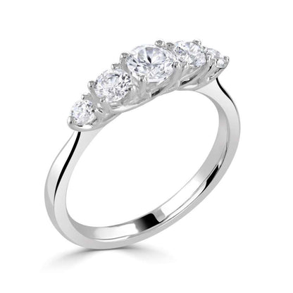 Platinum Five Stone Claw Set Diamond Ring