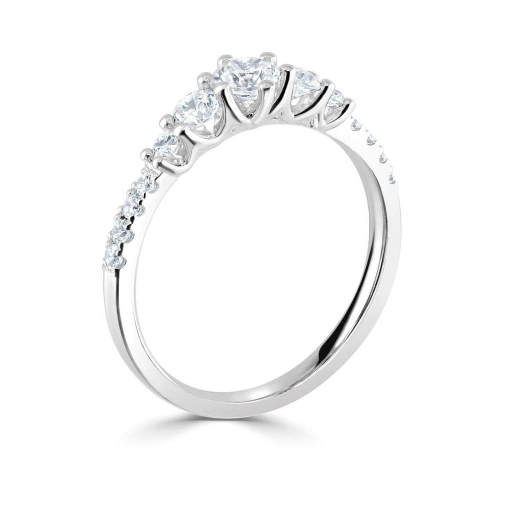 Platinum Multi Stone Claw Set Diamond Ring
