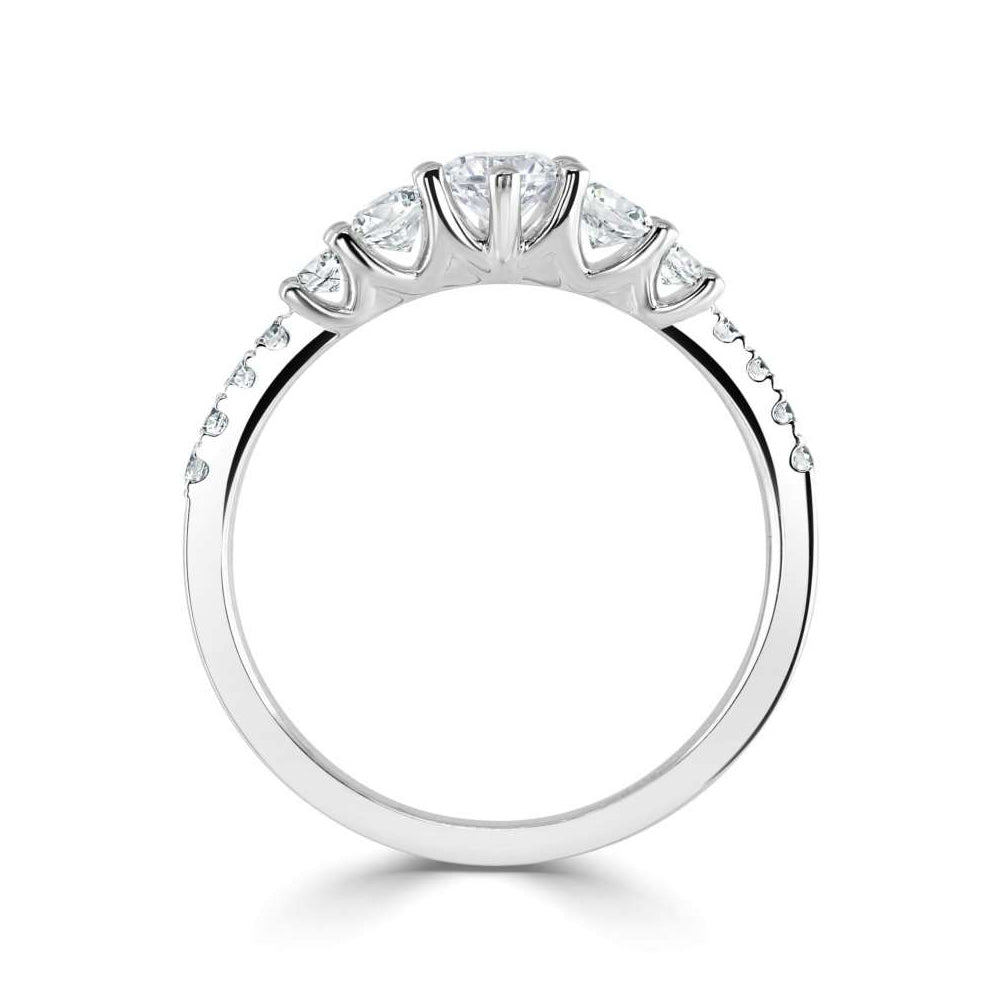 Platinum Multi Stone Claw Set Diamond Ring