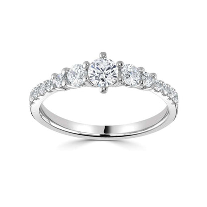 Platinum Multi Stone Claw Set Diamond Ring