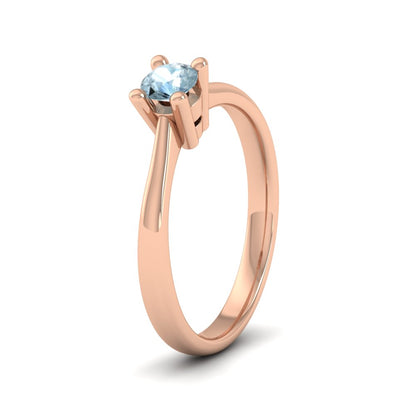 9ct Rose Gold Aquamarine Set Classic Four Claw Ring