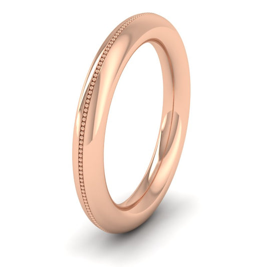 <p>9ct Rose Gold Millgrain Patterned Halo (Round In Profile) Wedding Ring.  3mm Wide </p>