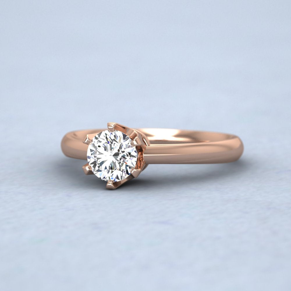 9ct Rose Gold Six Claw Solitaire Diamond Ring