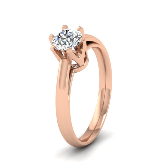 9ct Rose Gold Six Claw Solitaire Diamond Ring