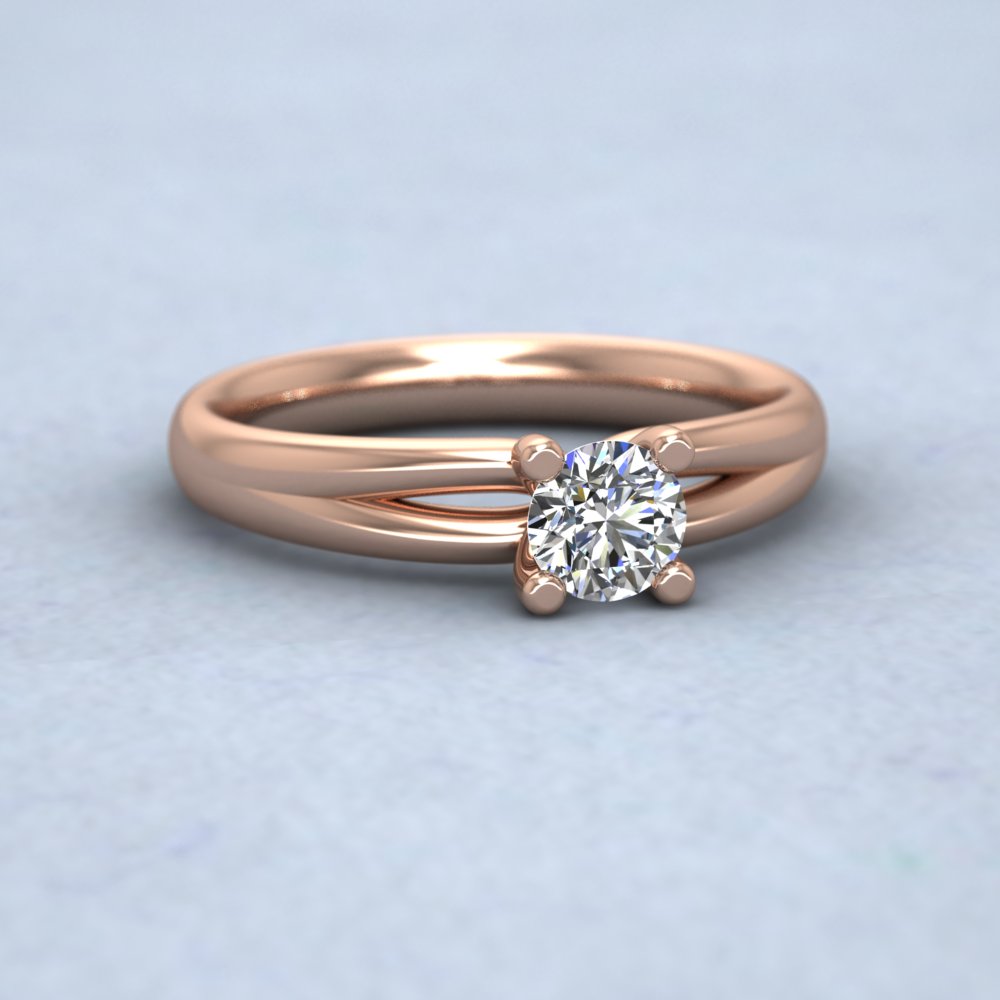 18ct Rose Gold Split Shoulder Four Claw Diamond Ring