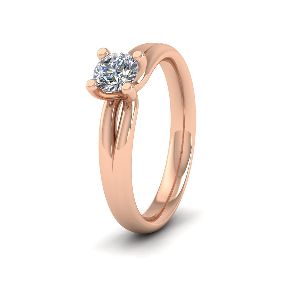 18ct Rose Gold Split Shoulder Four Claw Diamond Ring
