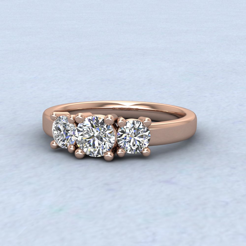 9ct Rose Gold Trilogy Four Claw Diamond Ring