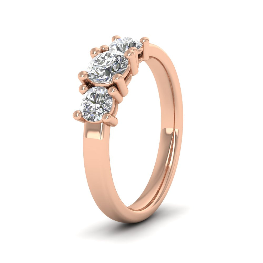 9ct Rose Gold Trilogy Four Claw Diamond Ring