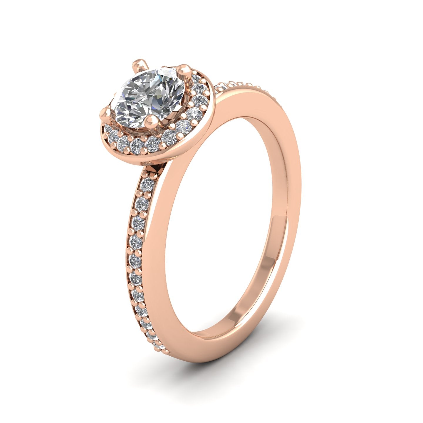9ct Rose Gold Halo Diamond Set Ring