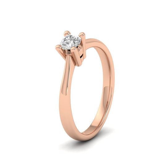 9ct Rose Gold Diamond Set Classic Four Claw Ring