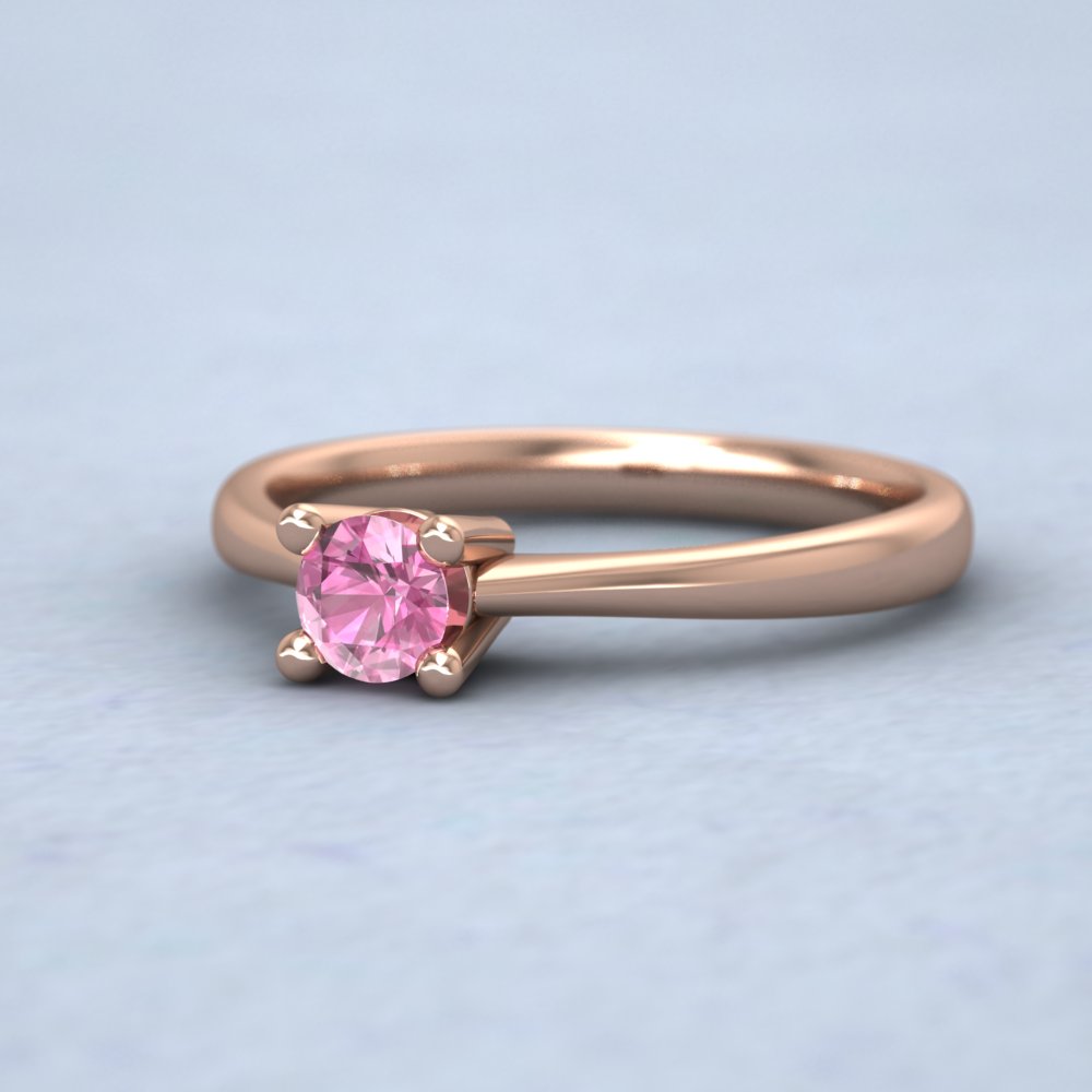 9ct Rose Gold Pink Sapphire Set Classic Four Claw Ring