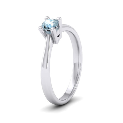 9ct White Gold Aquamarine Set Classic Four Claw Ring