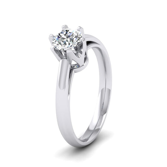 9ct White Gold Six Claw Solitaire Diamond Ring