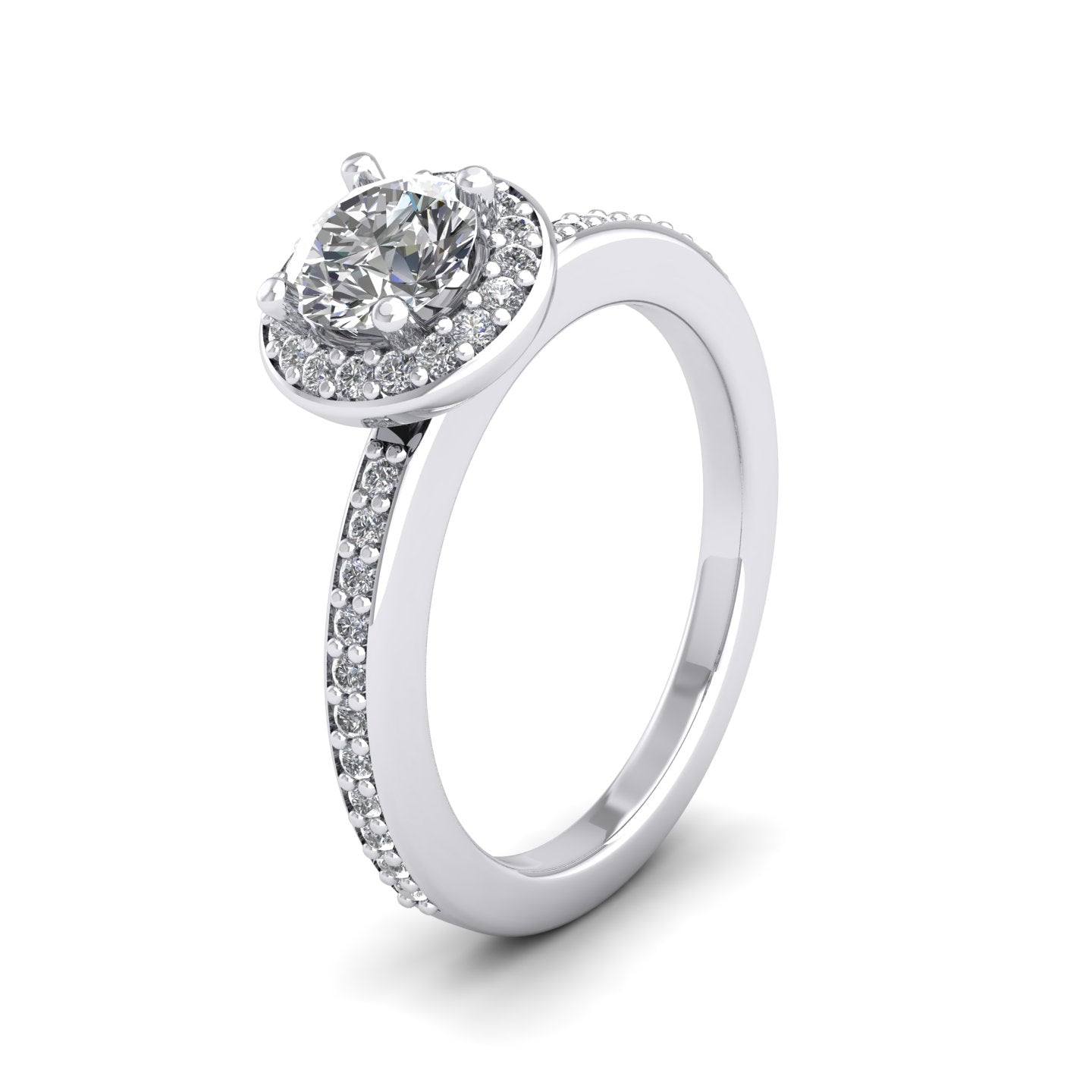 9ct White Gold Halo Diamond Set Ring