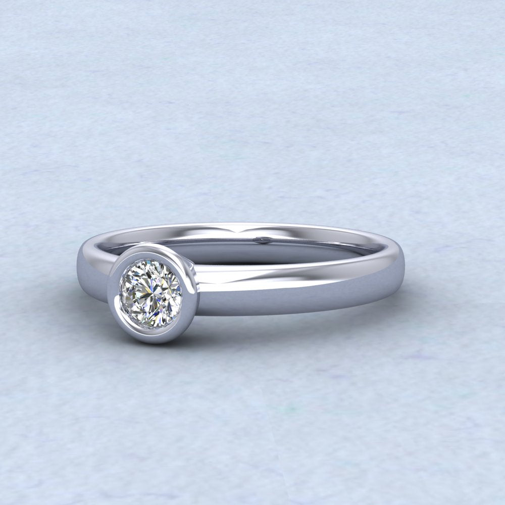 18ct White Gold Slim Halo Diamond Solitaire Ring