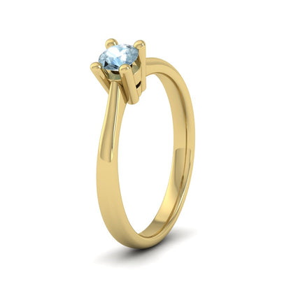 9ct Yellow Gold Aquamarine Set Classic Four Claw Ring